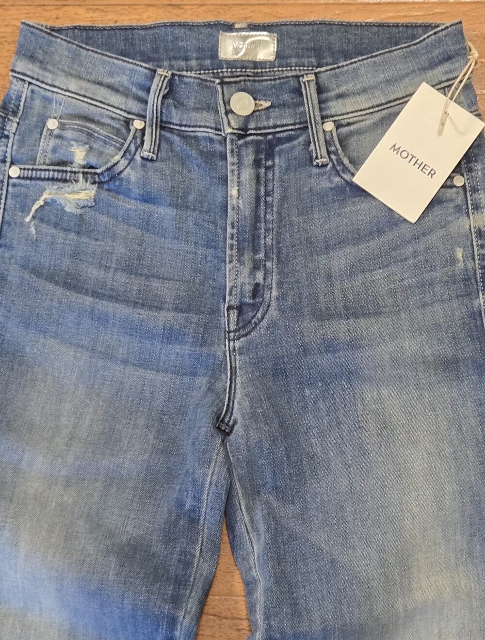 MOTHER The Rascal Crop High Waisted Jeans – Graffiti Girl Wash – Size 24 – NWT - Picture 5 of 7